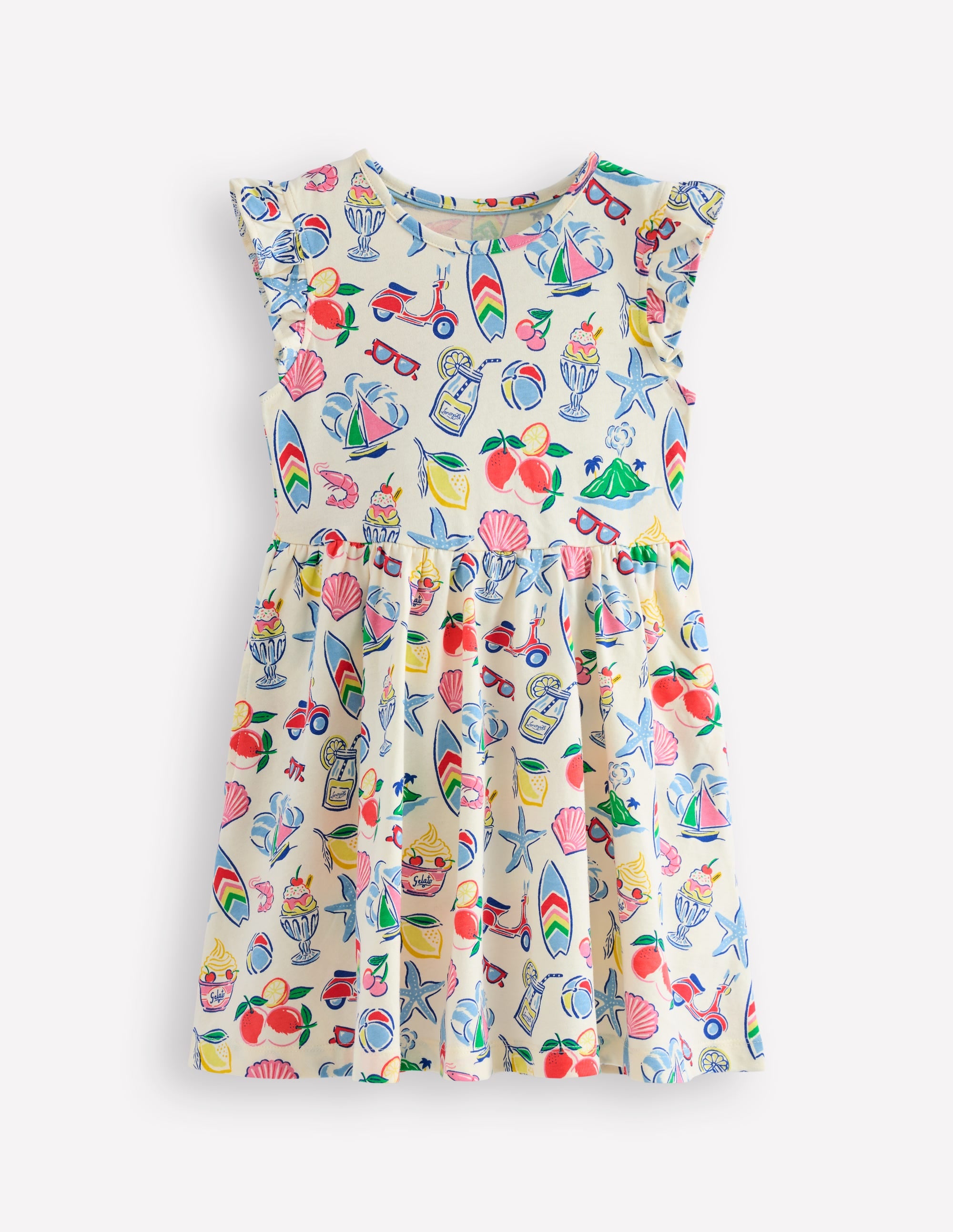 Posie Kleid mit Rüschenärmeln-Elfenbein, Urlaubsmotiv - Image 1