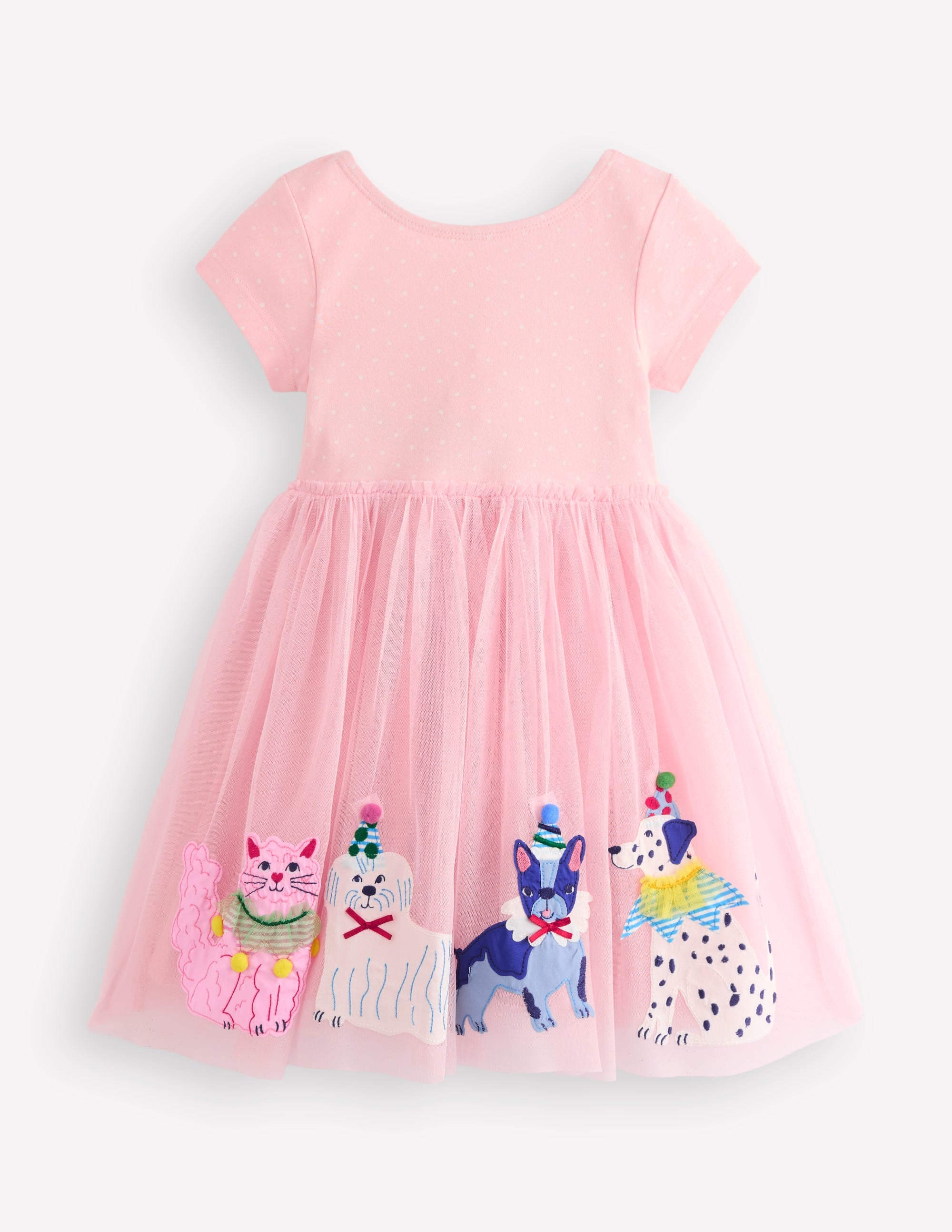 Robe Ami en tulle à appliqué-Animaux de cirque rose craie - Image 1