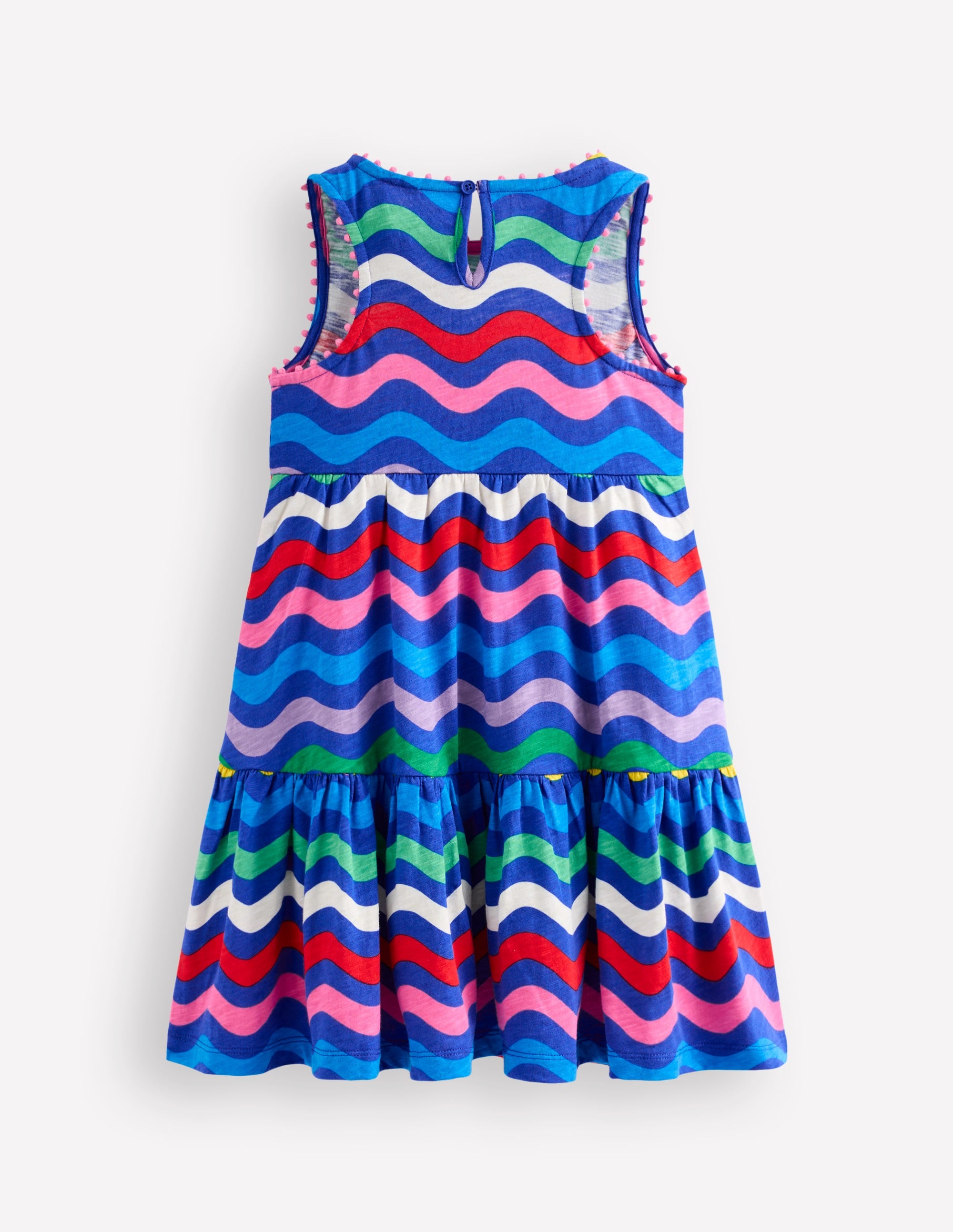 Robe en jersey Ali à pompons-Rayé zigzag multi - Image 3