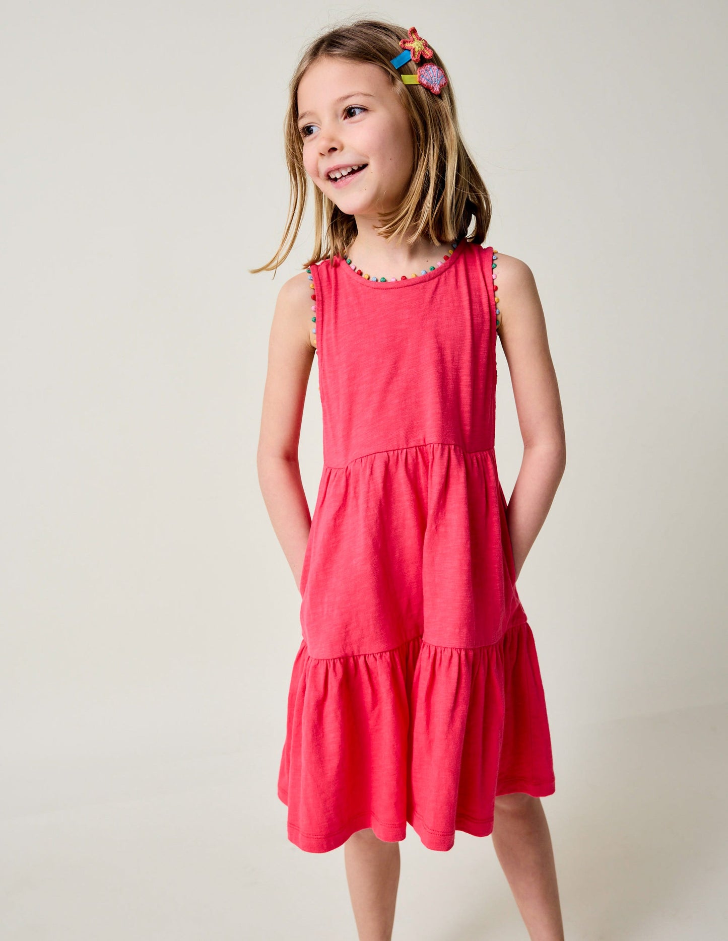 Ali Jerseykleid mit Bommelbesatz-Fandango-Rosa