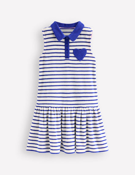 Robe polo en éponge-Rayé bleu marine tribord/ivoire