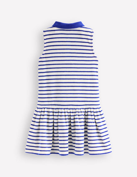 Polokleid aus Frottee-Steuerbord Marineblau/ Naturweiß Streifen