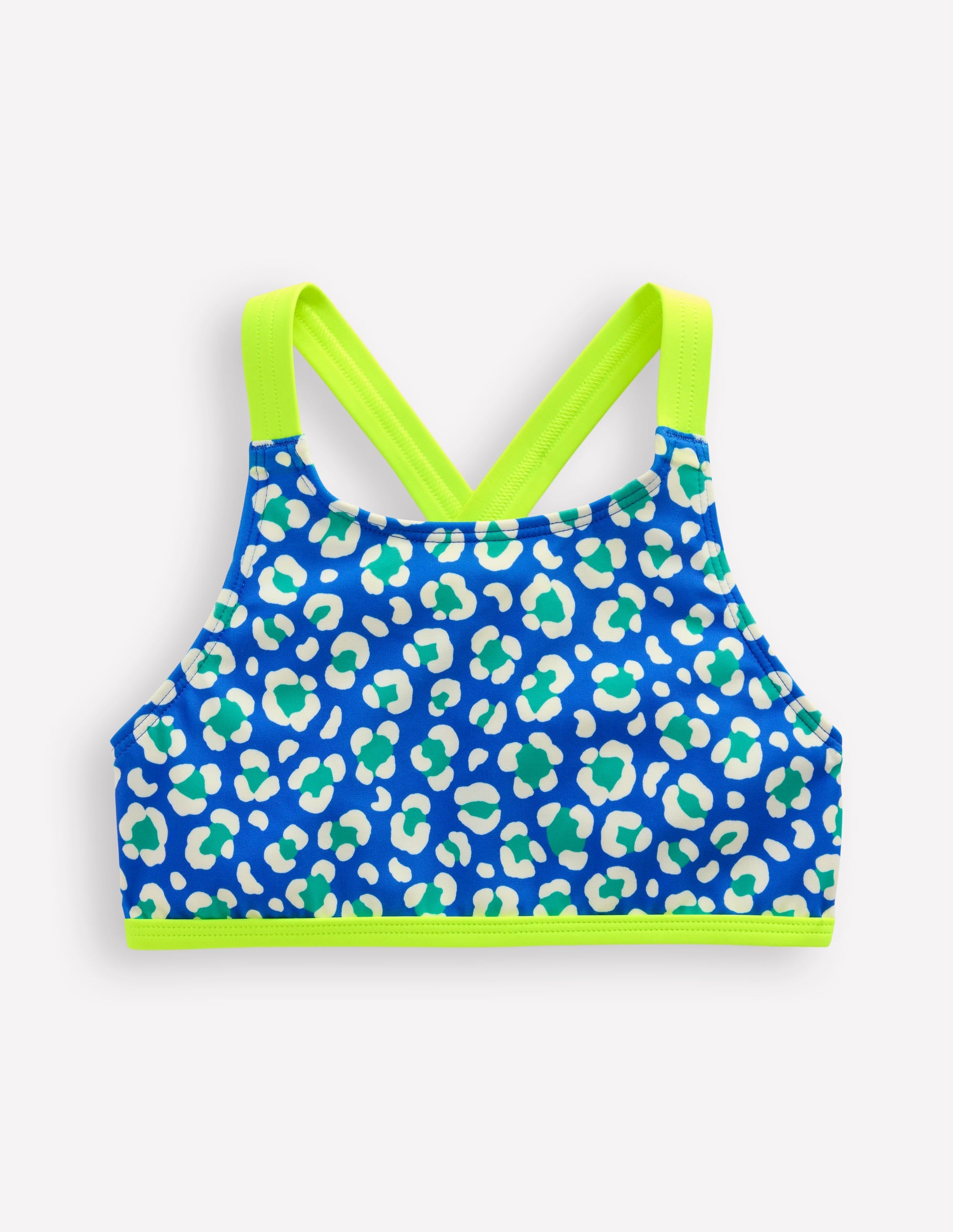 Bikinioberteil mit überkreuzter Rückseite-Aquamarin Leopard - Image 1