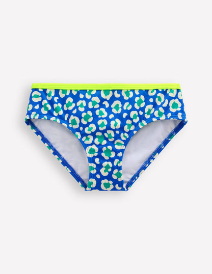 Gemusterte Bikinihose-Aquamarin Leopard