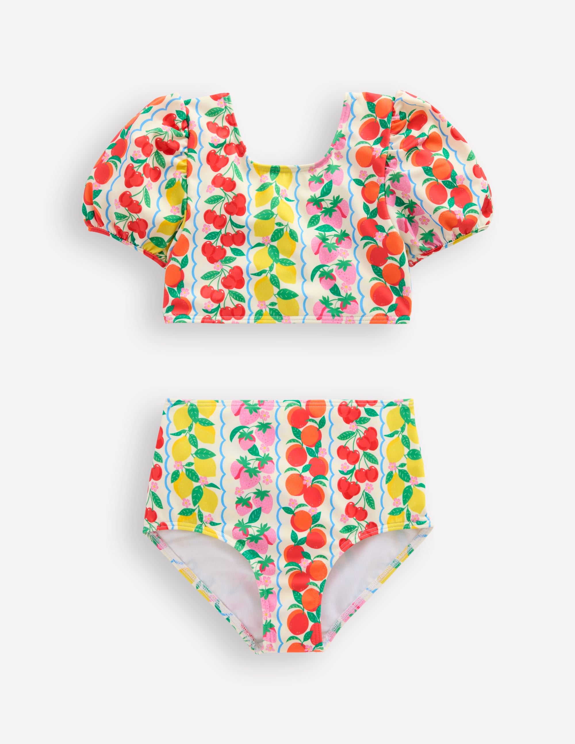 Bikini Sandy à manches bouffantes-Rayé fruits arc-en-ciel - Image 1