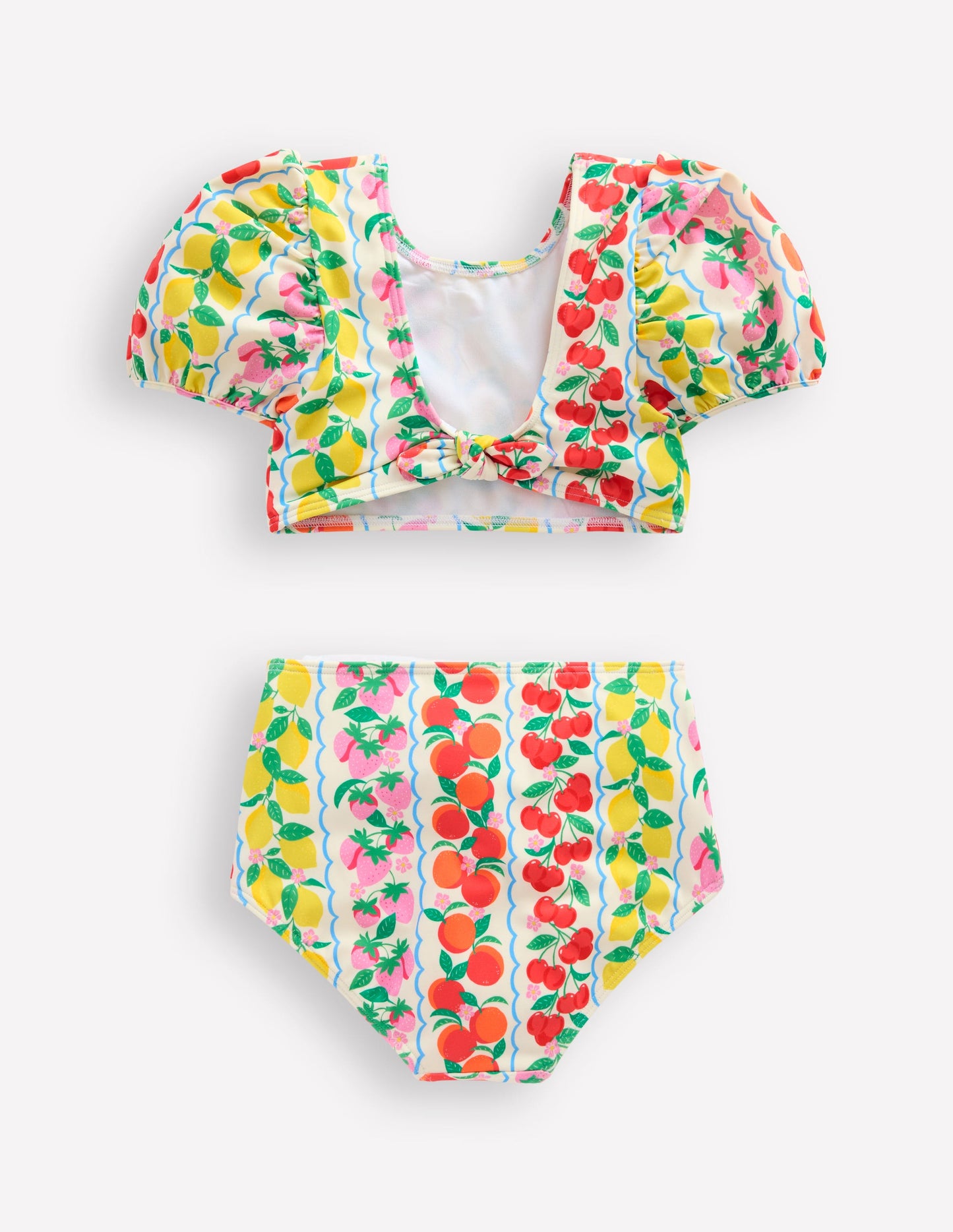 Sandy Bikini mit Puffärmeln-Regenbogenfrucht Streifen