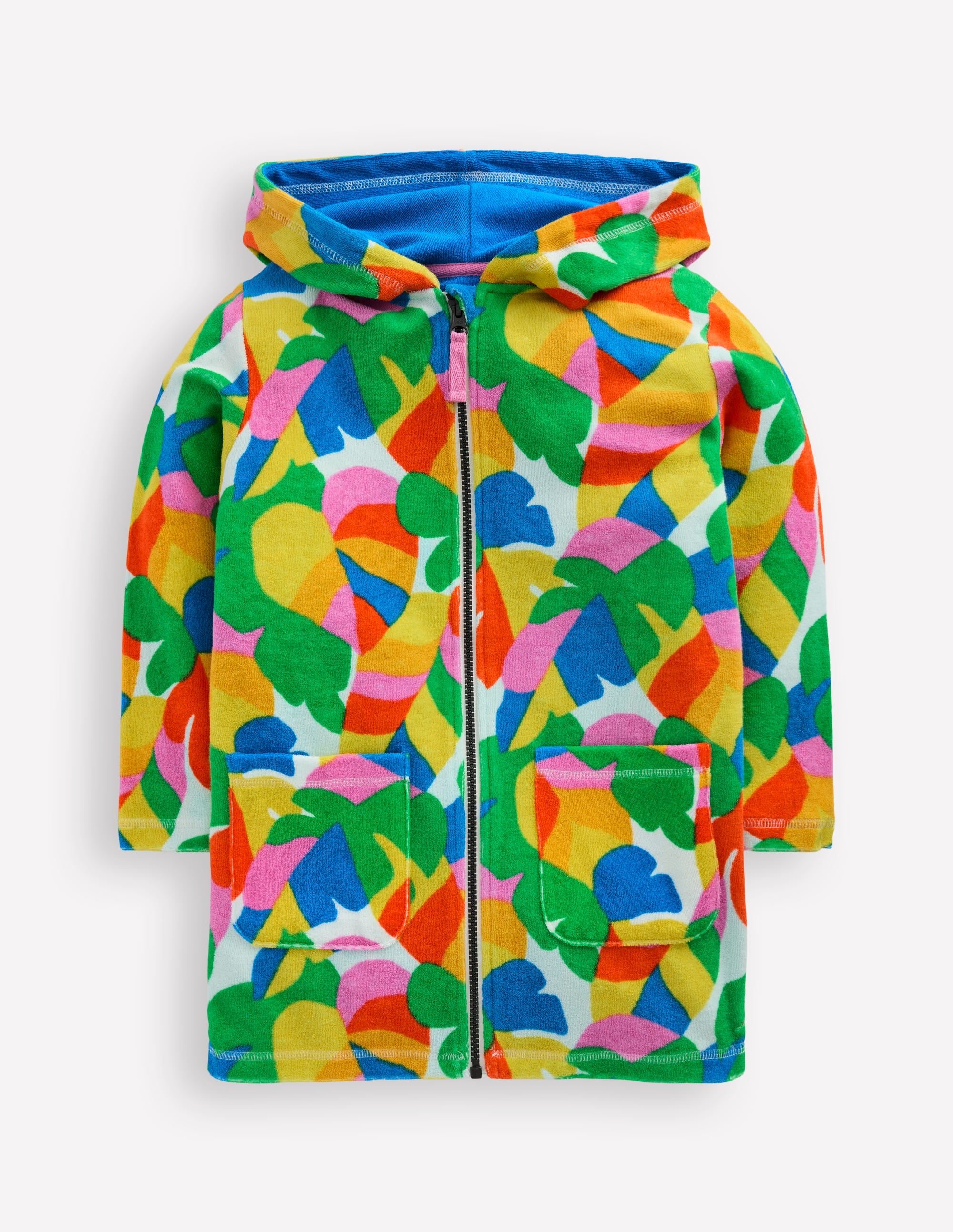 Romie Frottee-Badeponcho mit Reißverschluss-Bunt Abstrakt Palme - Image 1
