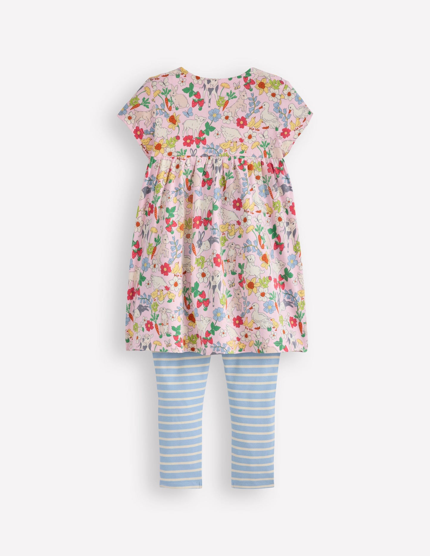 Ensemble avec tunique à manches courtes imprimée-Motif Spring Meadow rose français