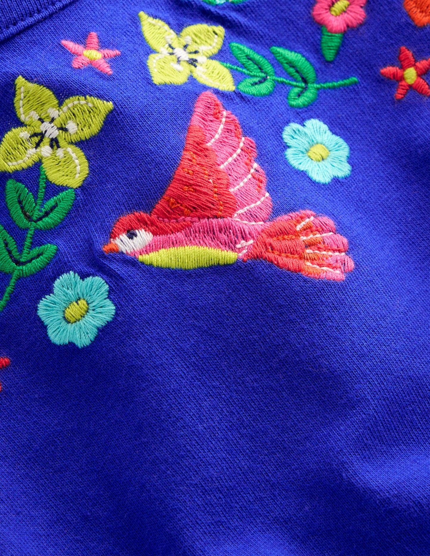 Ensemble avec tunique à manches volantées-Broderie bleu vif