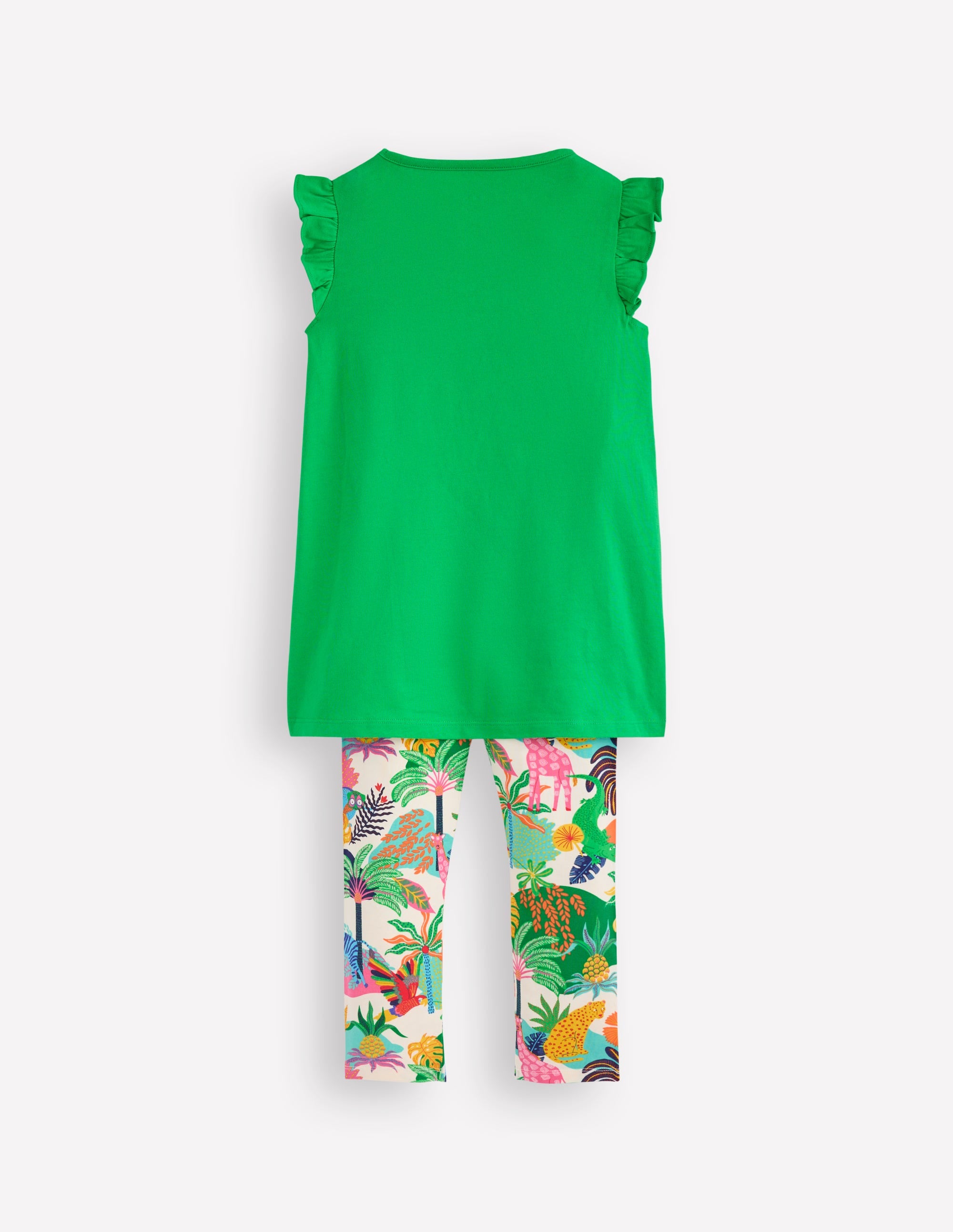 Ensemble avec tunique à manches volantées-Broderie vert printemps - Image 2