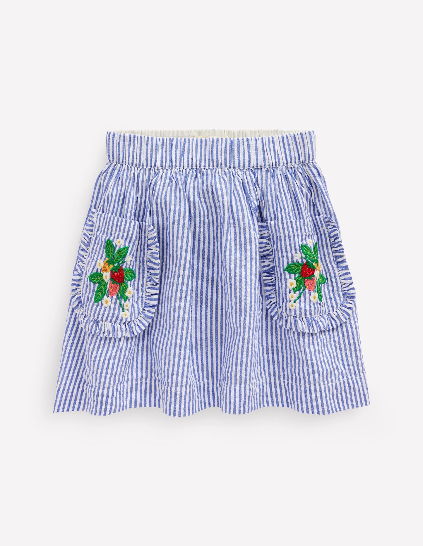 Jupe avec poche à appliqué-Rayé coutil bleu floral