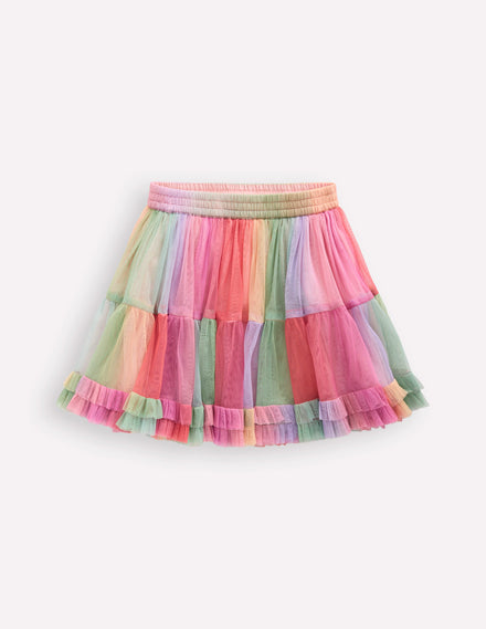 Jupe en tulle à volants-Multi