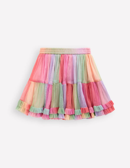 Jupe en tulle à volants-Multi