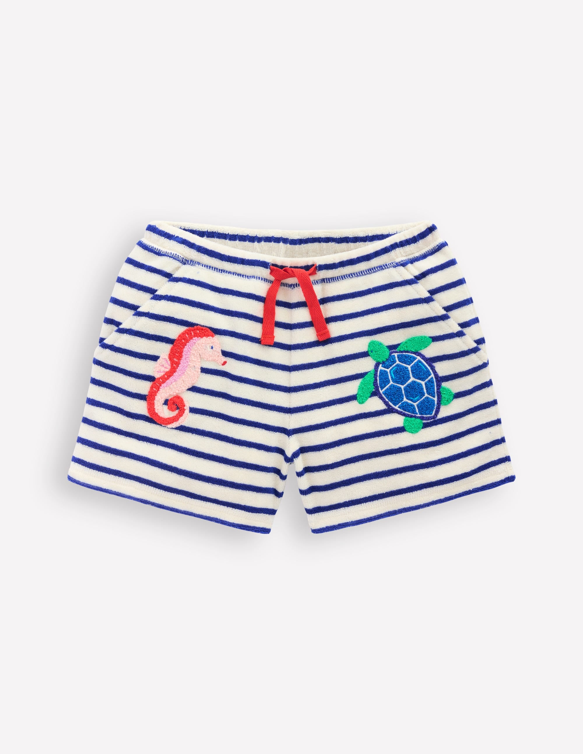 Gemusterte Frottee-Shorts-Weiches Naturweiß/Leuchtendes Meeresblau - Image 1