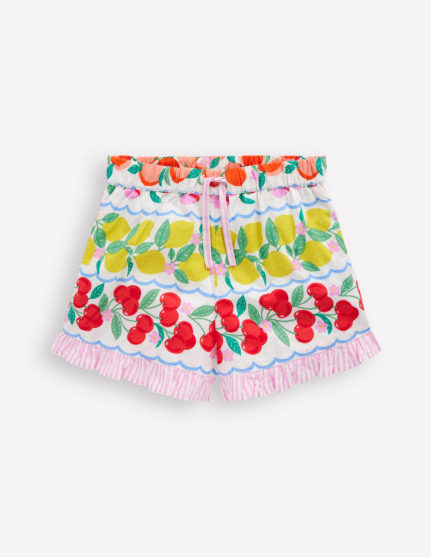 Juniper Gewebte Shorts mit Rüschen-Regenbogenfrucht Streifen