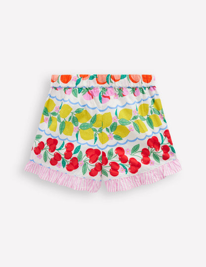 Juniper Gewebte Shorts mit Rüschen-Regenbogenfrucht Streifen