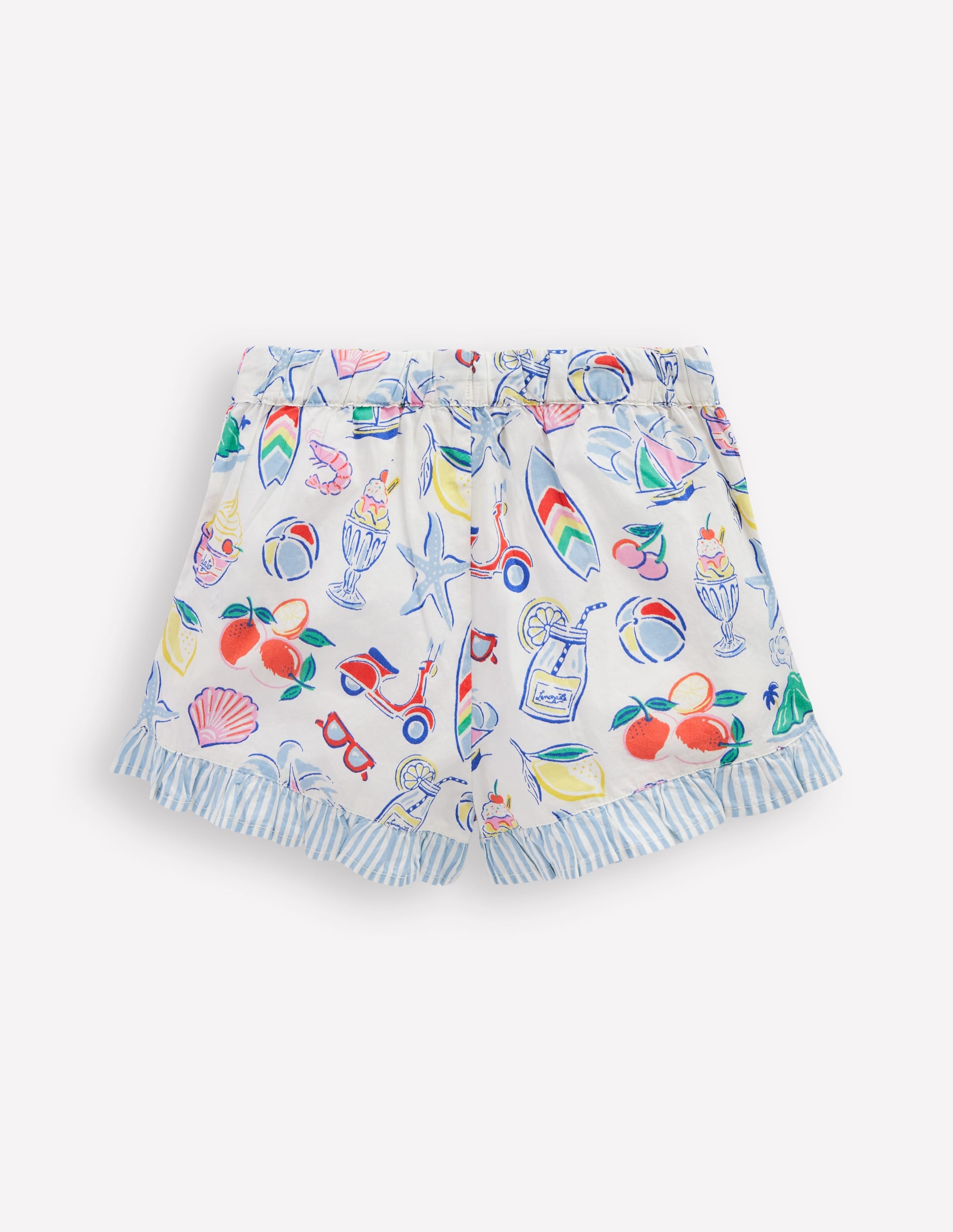 Juniper Gewebte Shorts mit Rüschen-Elfenbein, Urlaubsmotiv - Image 2