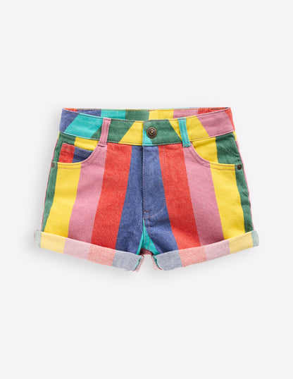 Short en jean-À Rayures Multicolores