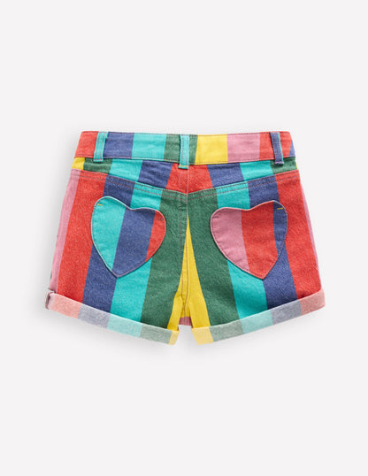 Short en jean-À Rayures Multicolores