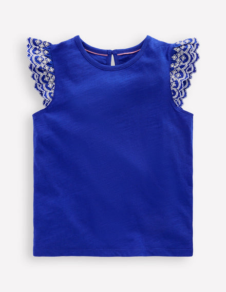 Margaret Broderie Frill Tee-Orion Blue