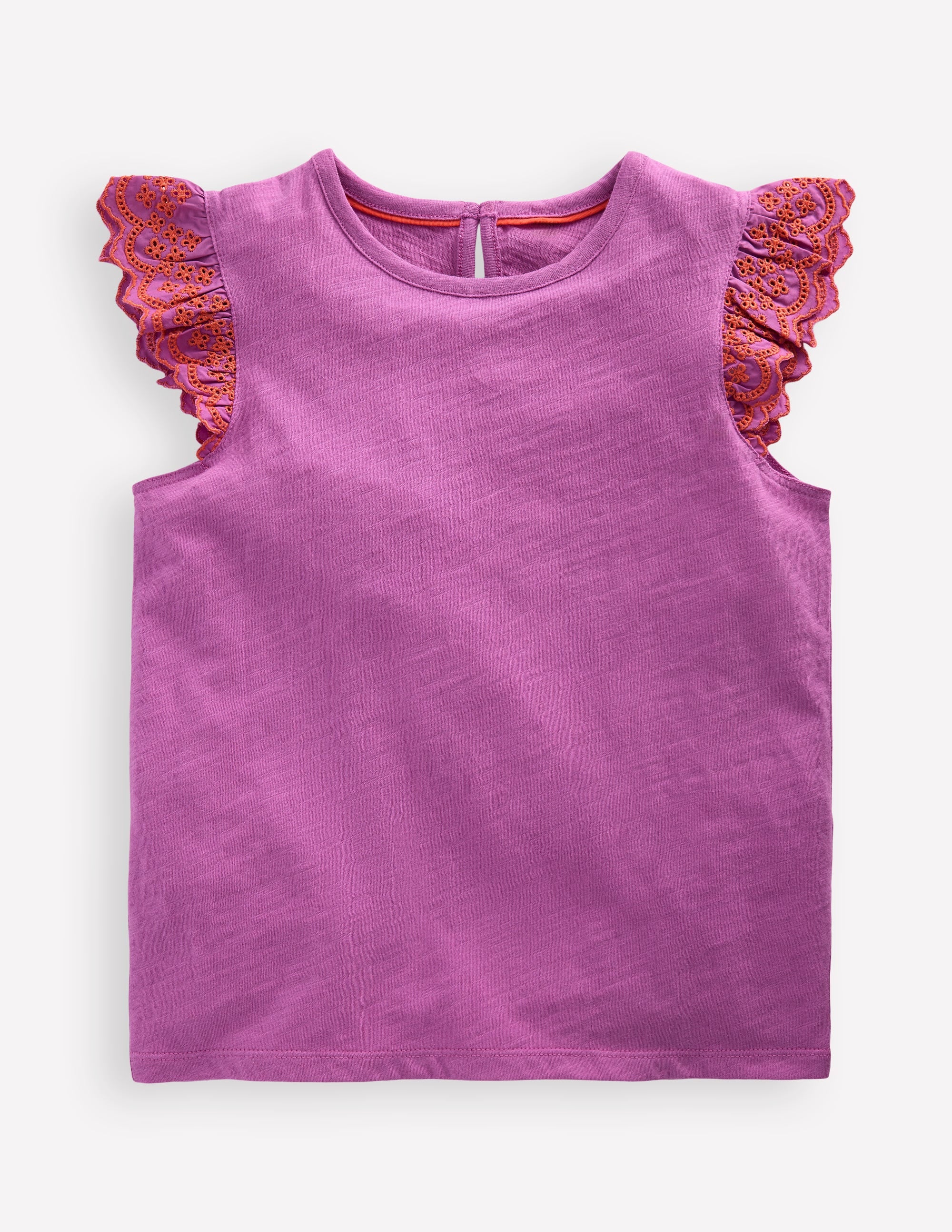 Margaret T-Shirt mit Lochstickerei und Rüschen-Orchideenlila - Image 1