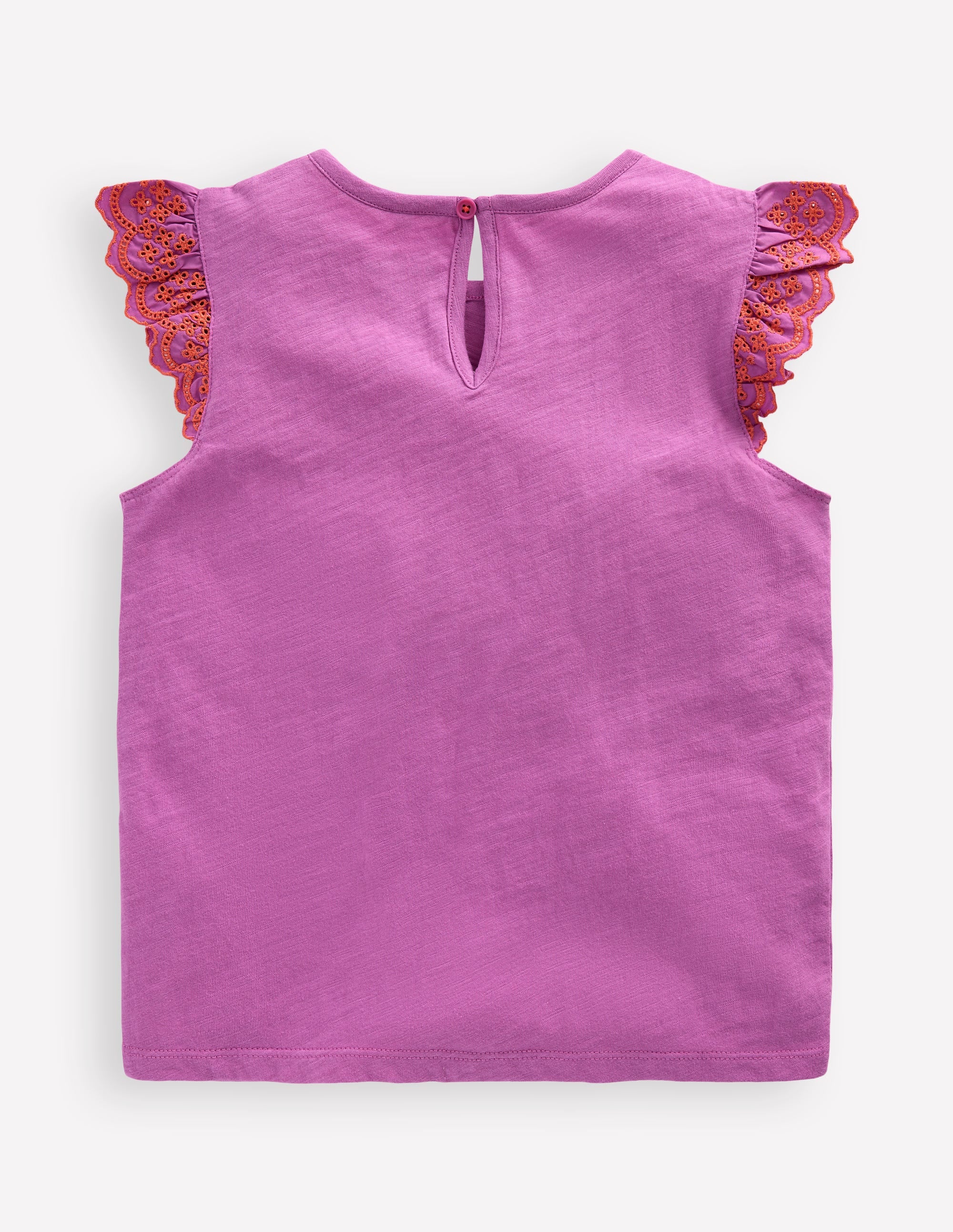 Margaret T-Shirt mit Lochstickerei und Rüschen-Orchideenlila - Image 2