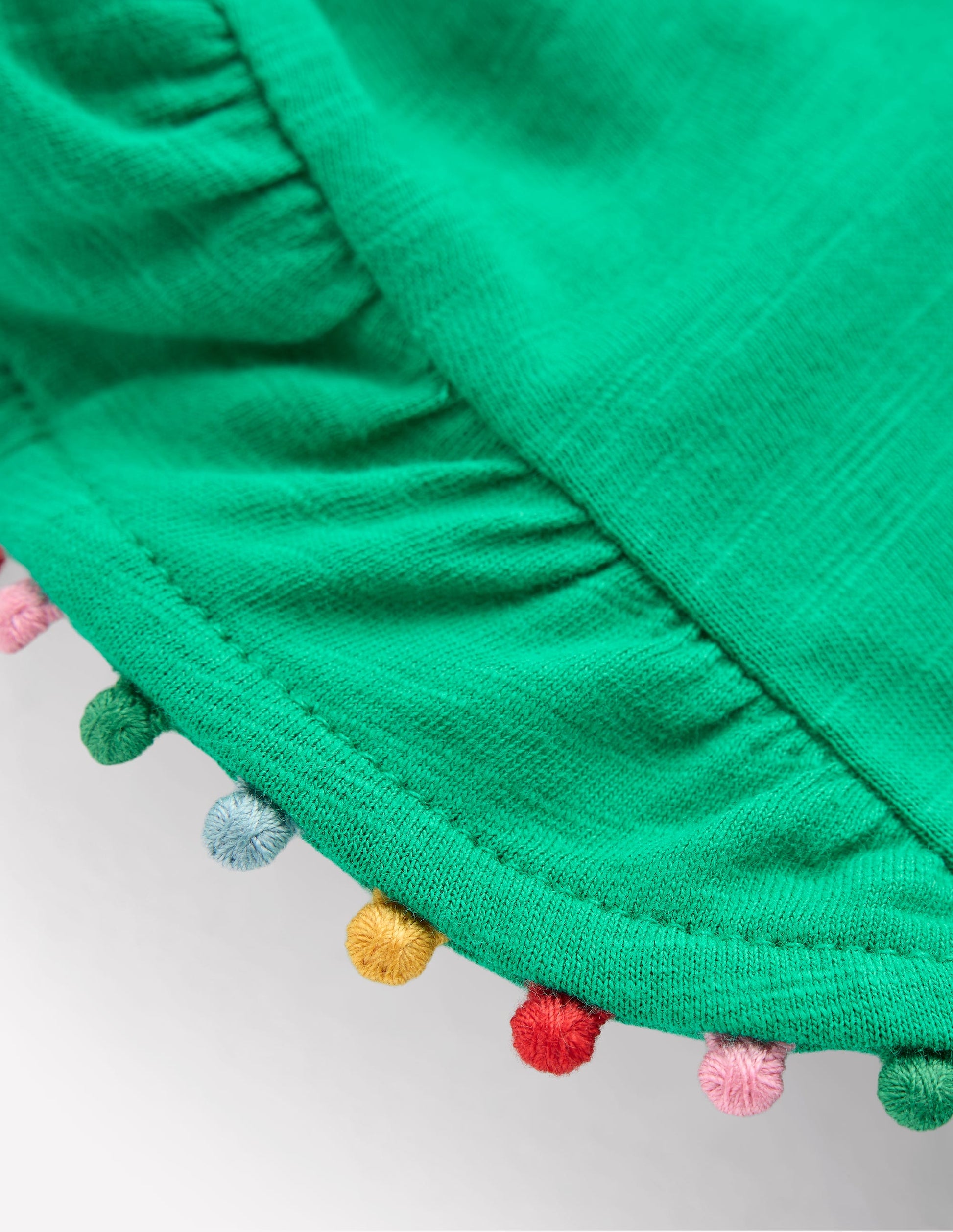 Top à manches volantées et pompons-Émeraude vif | Boden FR