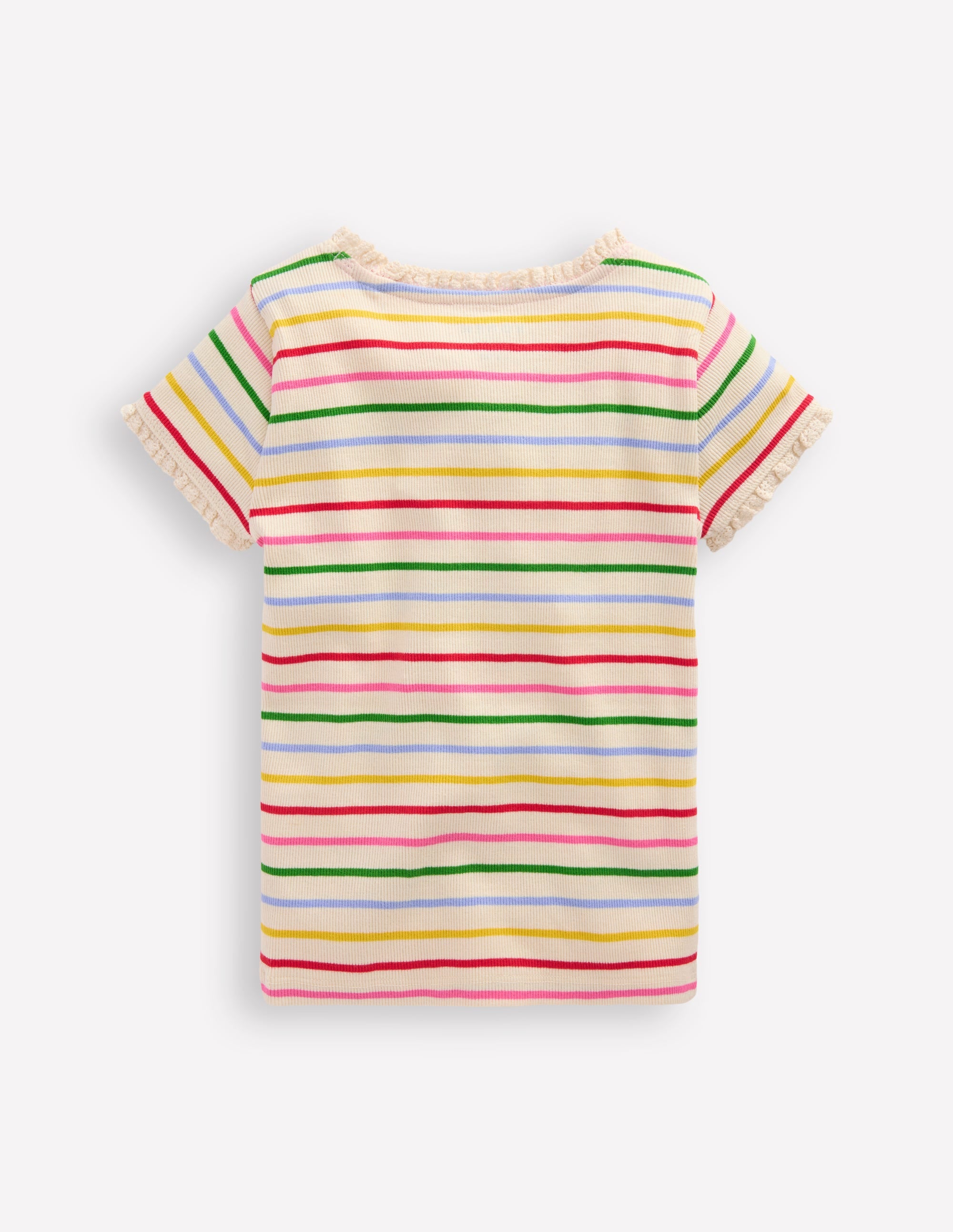 T-shirt côtelé à manches courtes-À Rayures Multicolores - Image 2