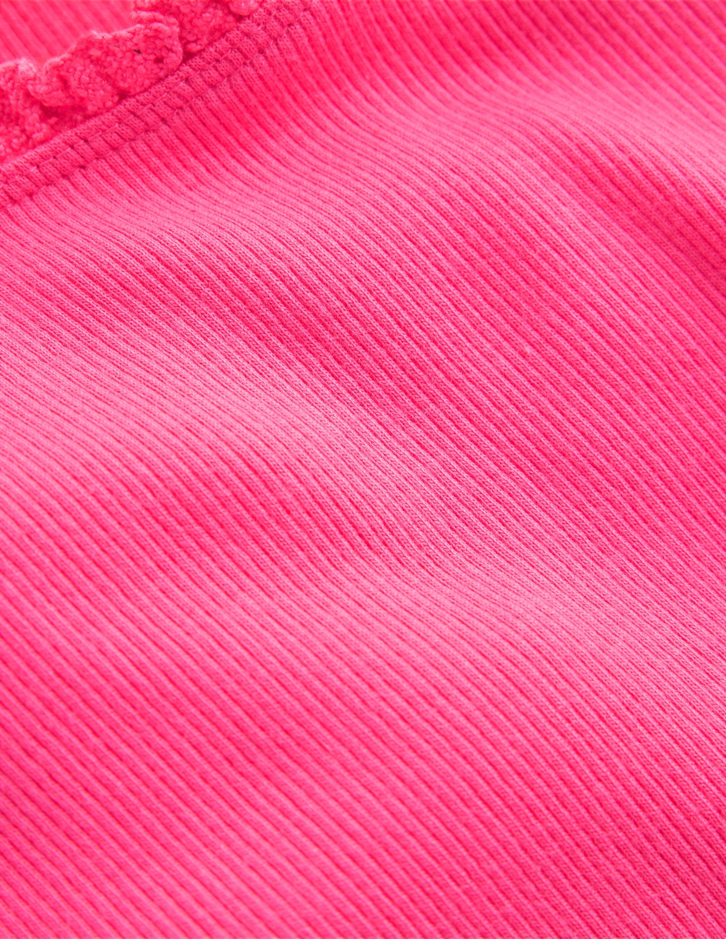 T-shirt côtelé à manches courtes-Rose flamant