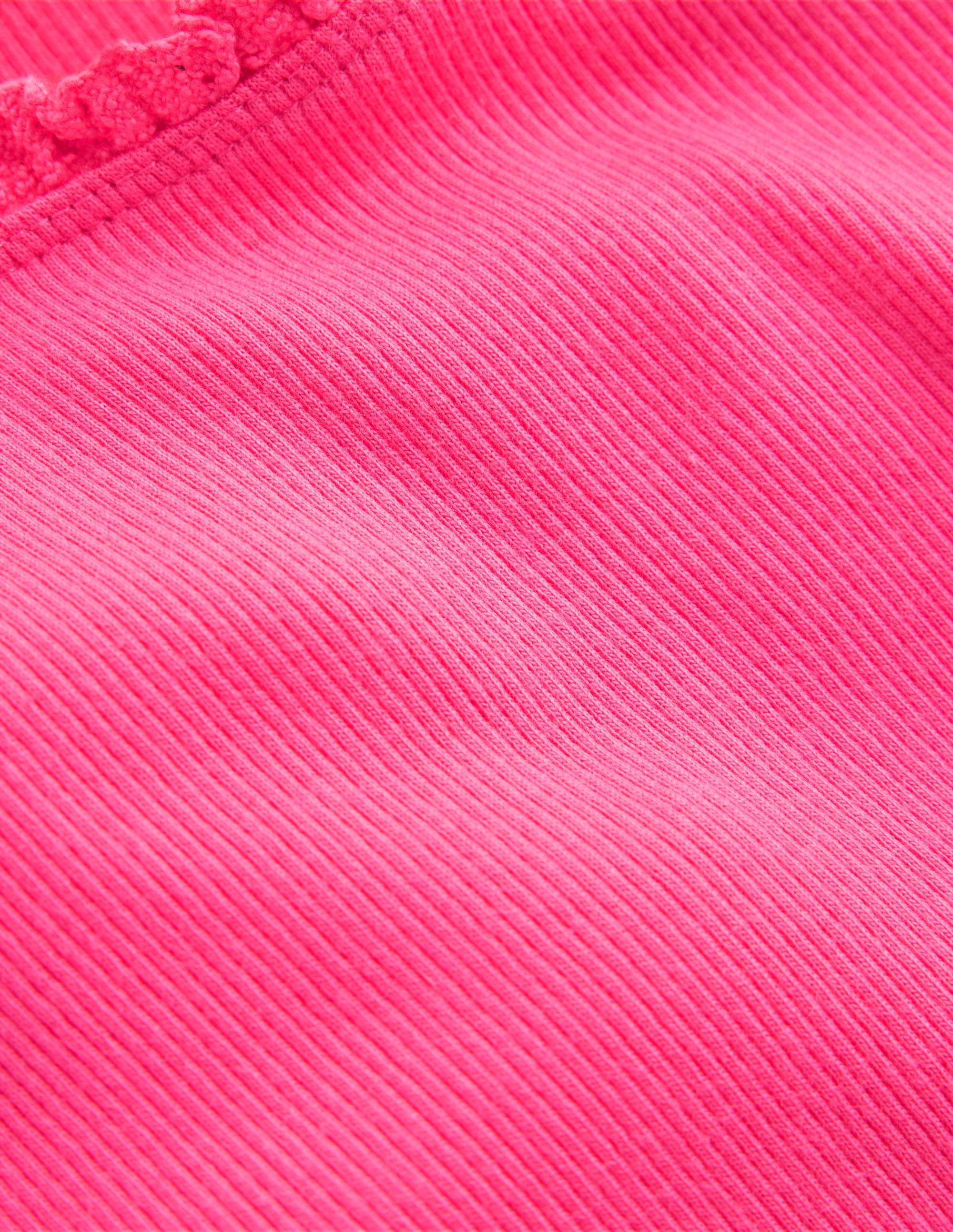 T-shirt côtelé à manches courtes-Rose flamant - Image 3