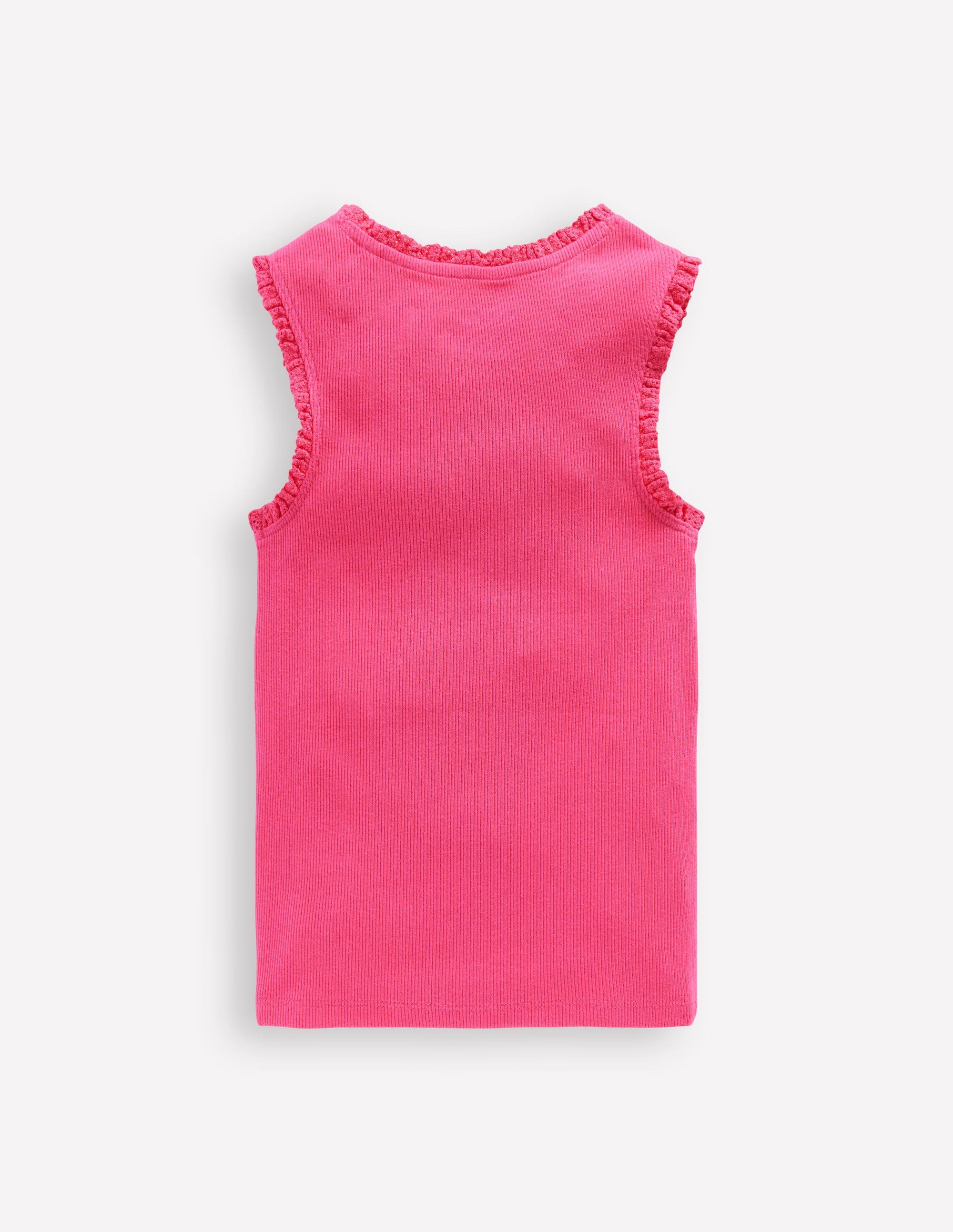 Geripptes Top mit Spitzenbesatz-Flamingorosa - Image 2