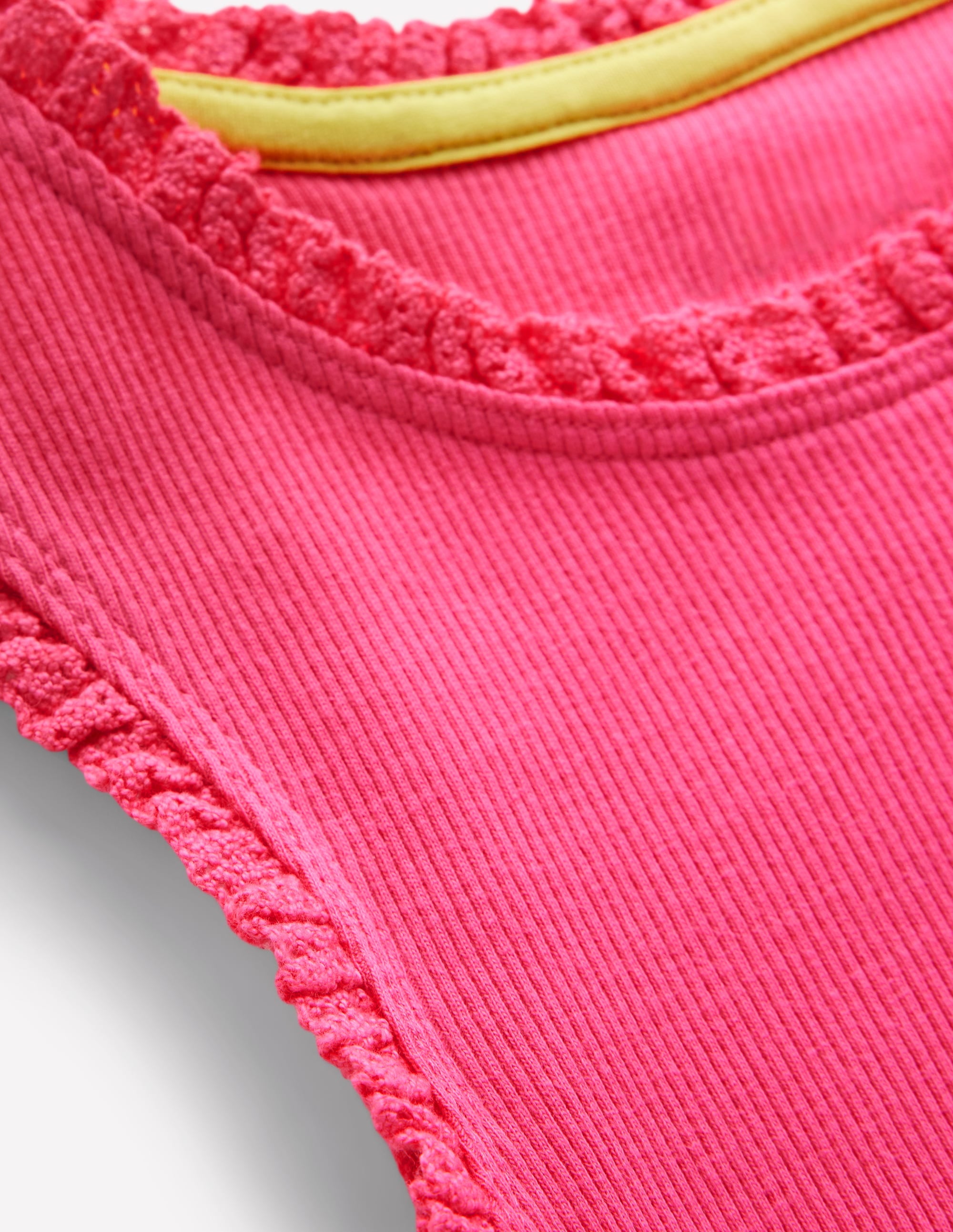 Geripptes Top mit Spitzenbesatz-Flamingorosa - Image 3