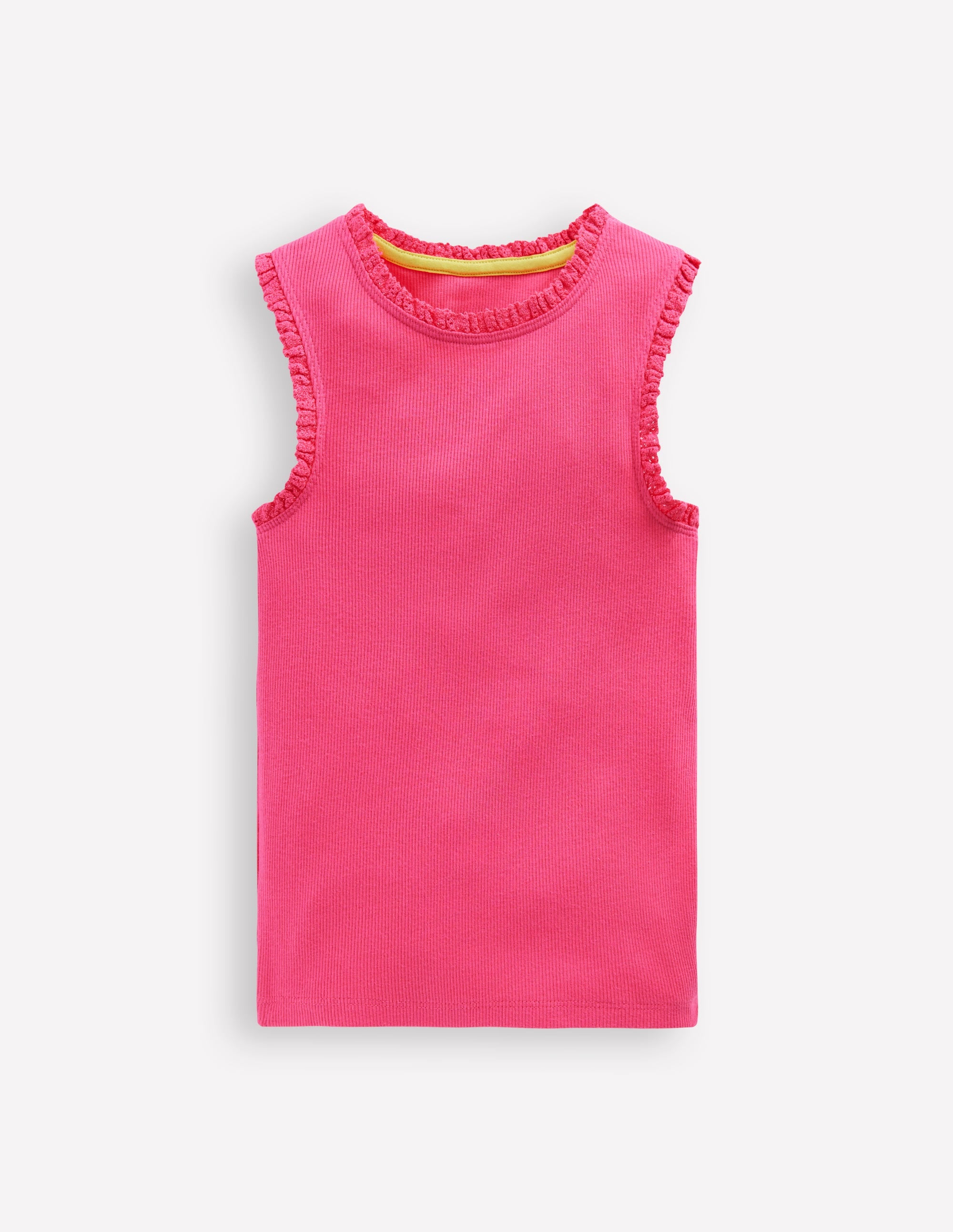 Geripptes Top mit Spitzenbesatz-Flamingorosa - Image 1