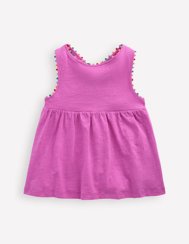 Débardeur croisé dans le dos à pompons-Violet digital pourpre