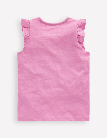 Short Sleeve Frill Logo Top-Chalk Pink Ice Creams