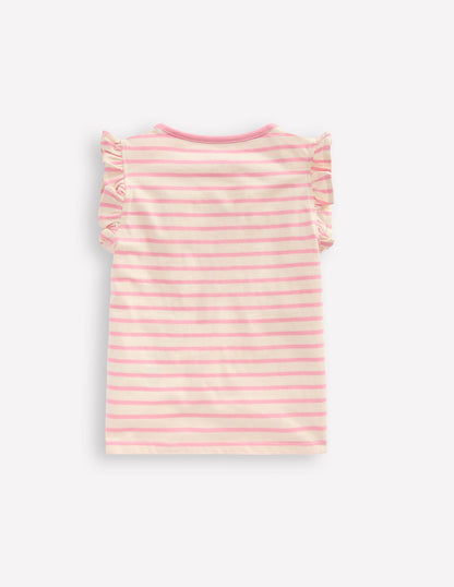 T-Shirt mit Flatterärmeln-Kaugummirosa Obst-3