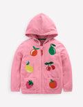 Sweat à capuche zippé en éponge-Fruits rose craie