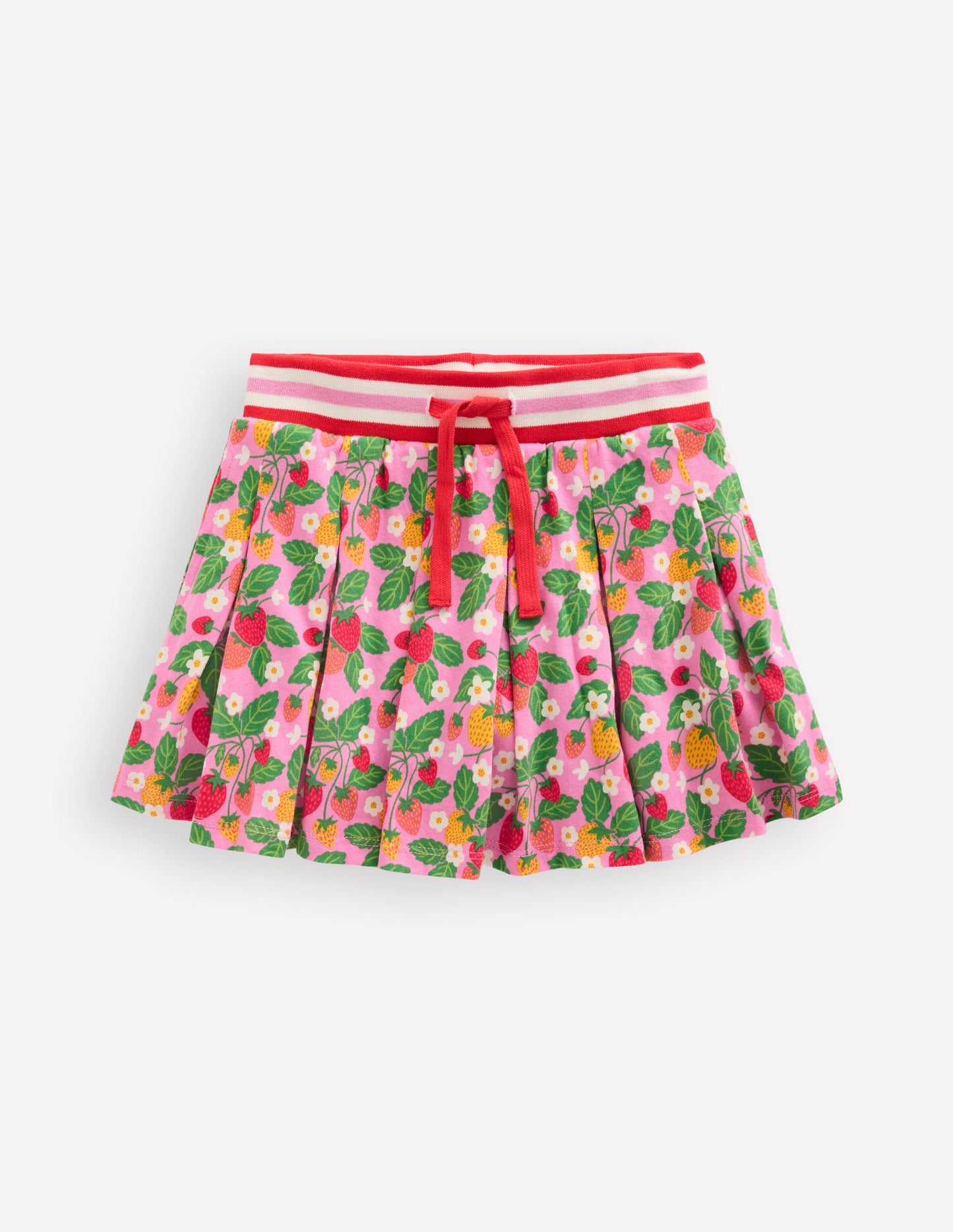 Jupe-short plissée en jersey-Lit de fraises rose cosmos