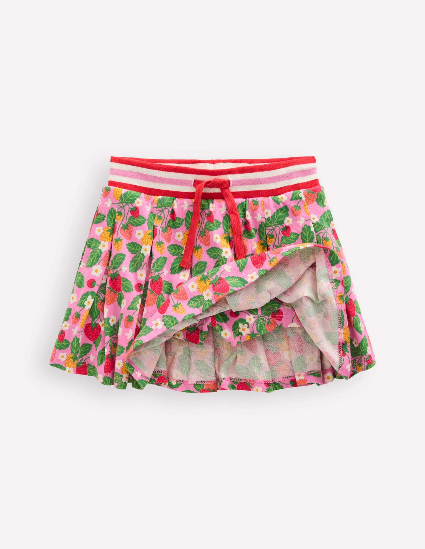 Jupe-short plissée en jersey-Lit de fraises rose cosmos