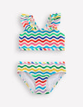 Bikini mit Rüschenträgern-Bunt Welle