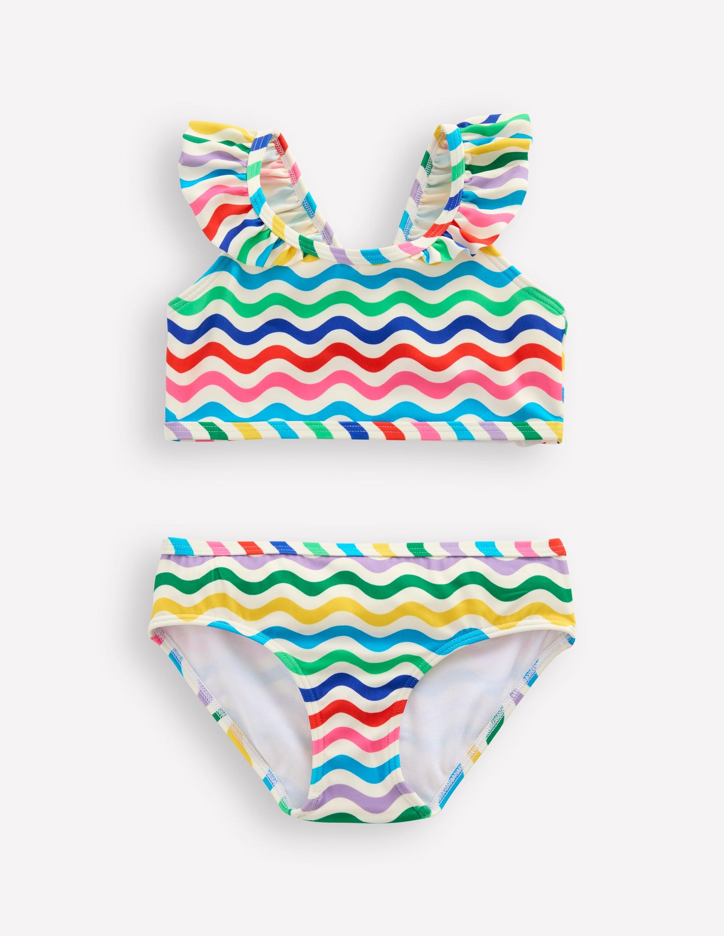 Bikini mit Rüschenträgern-Bunt Welle