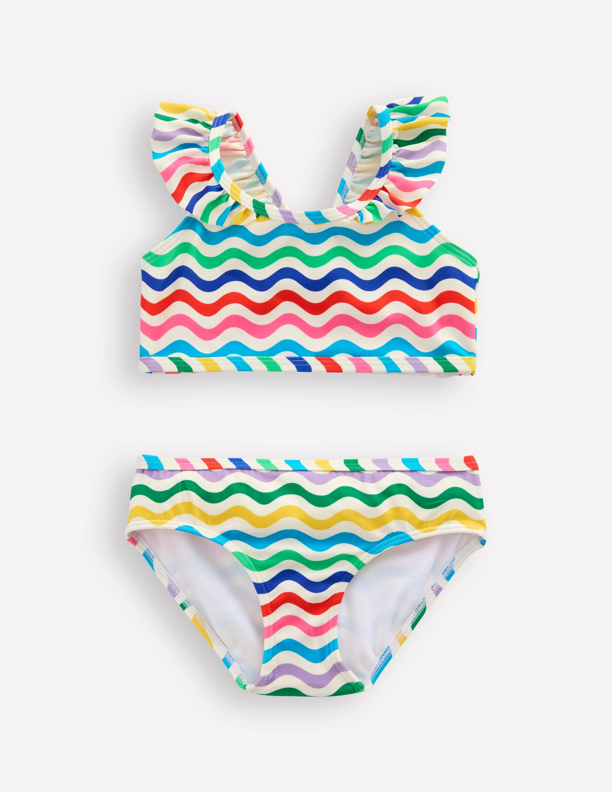 Bikini mit Rüschenträgern-Bunt Welle - Image 1