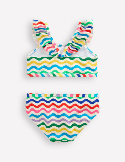 Bikini mit Rüschenträgern-Bunt Welle