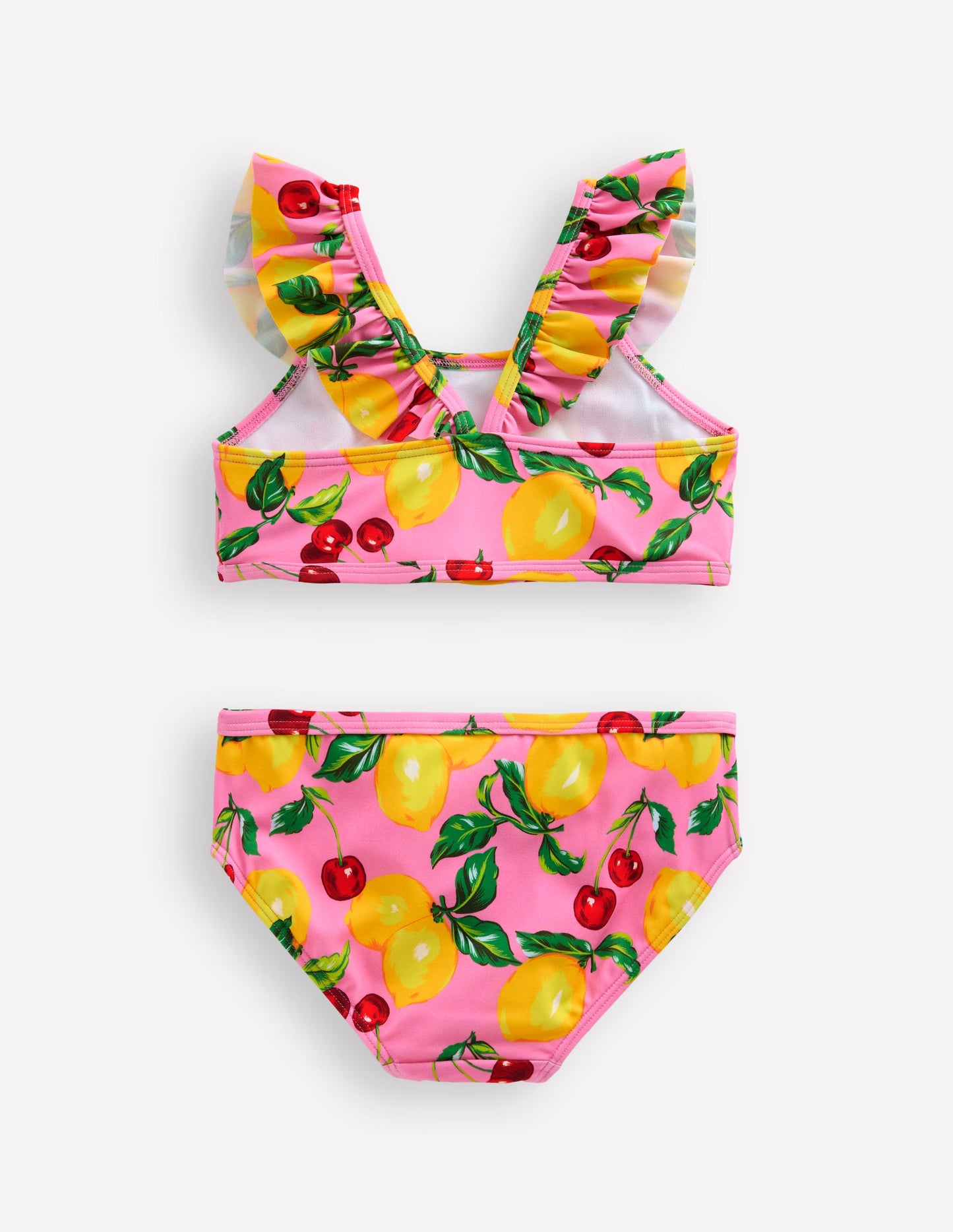 Bikini mit Rüschenträgern-Rosa Zitronen und Kirschen