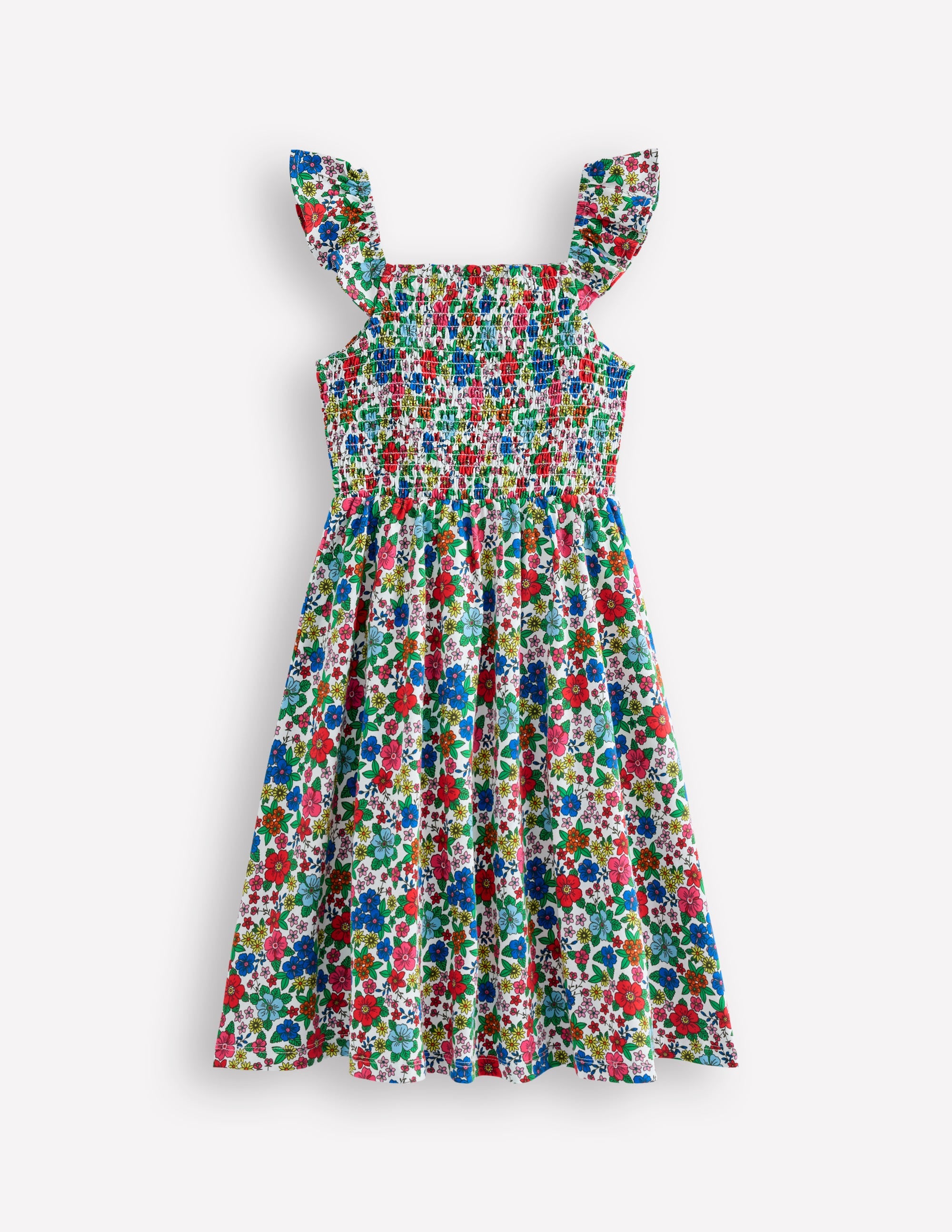 Willa Gerafftes Jerseykleid-Bunt Urlaub Blumenbeet - Image 2