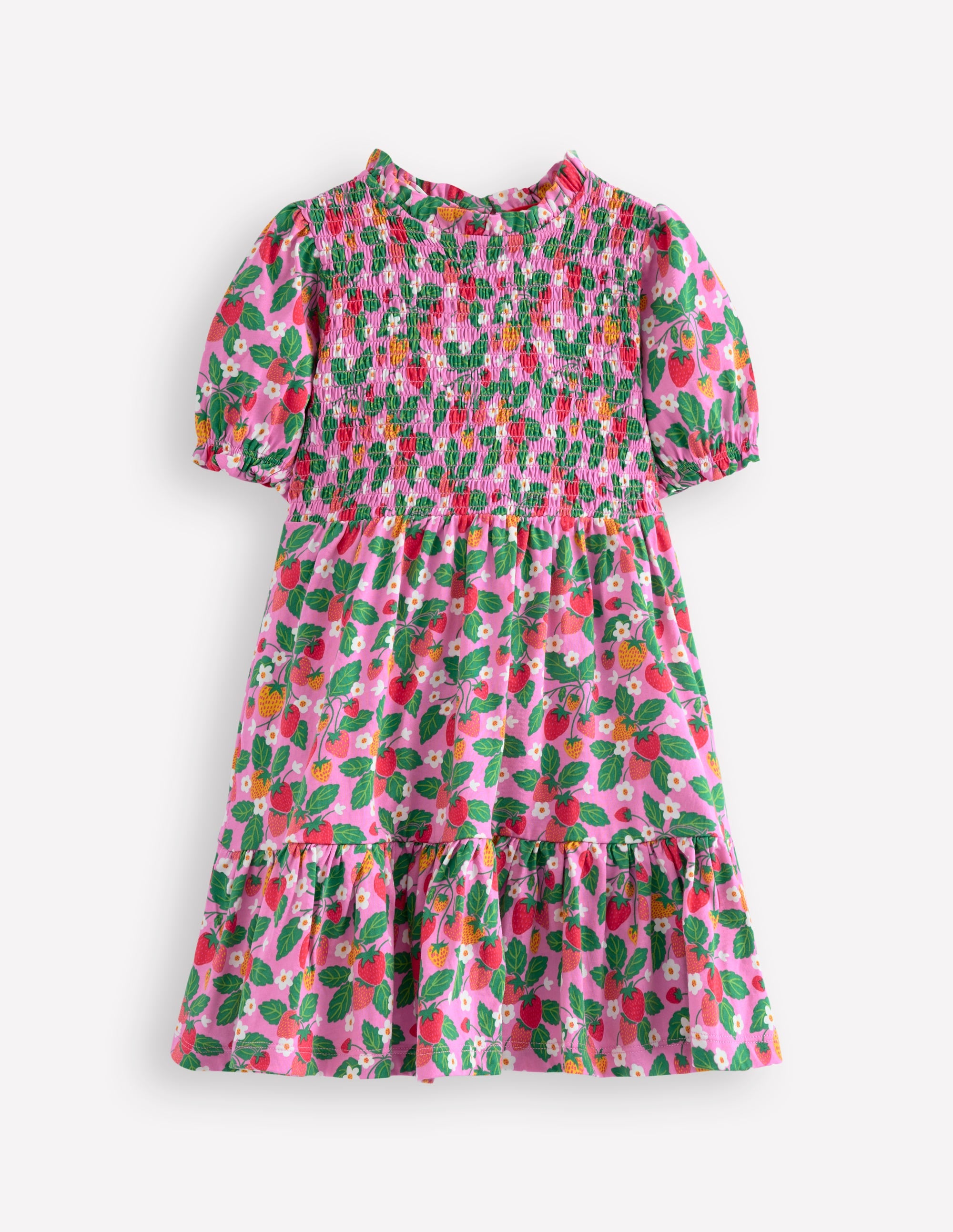 Robe Aurora tournoyante et froncée-Lit de fraises rose cosmos - Image 1