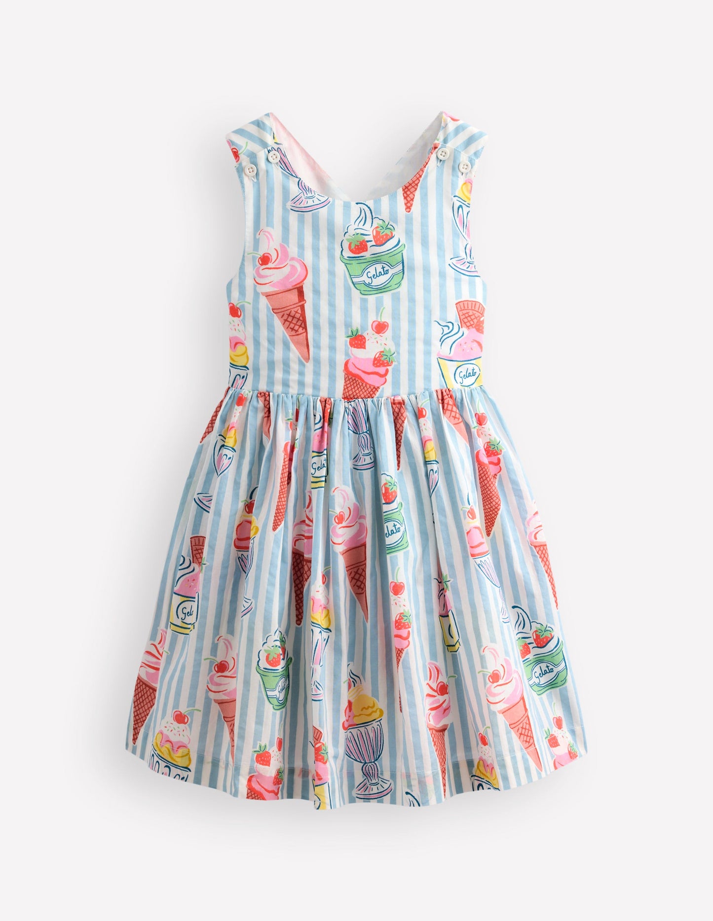 Robe Harper croisée dans le dos-Rayé glace bleu vintage