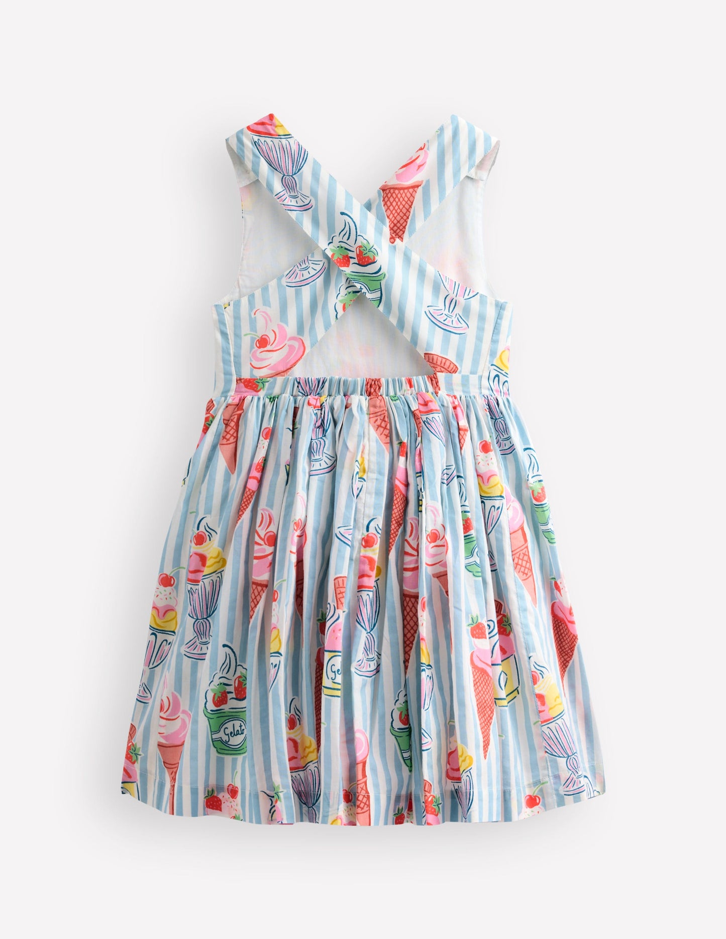 Robe Harper croisée dans le dos-Rayé glace bleu vintage