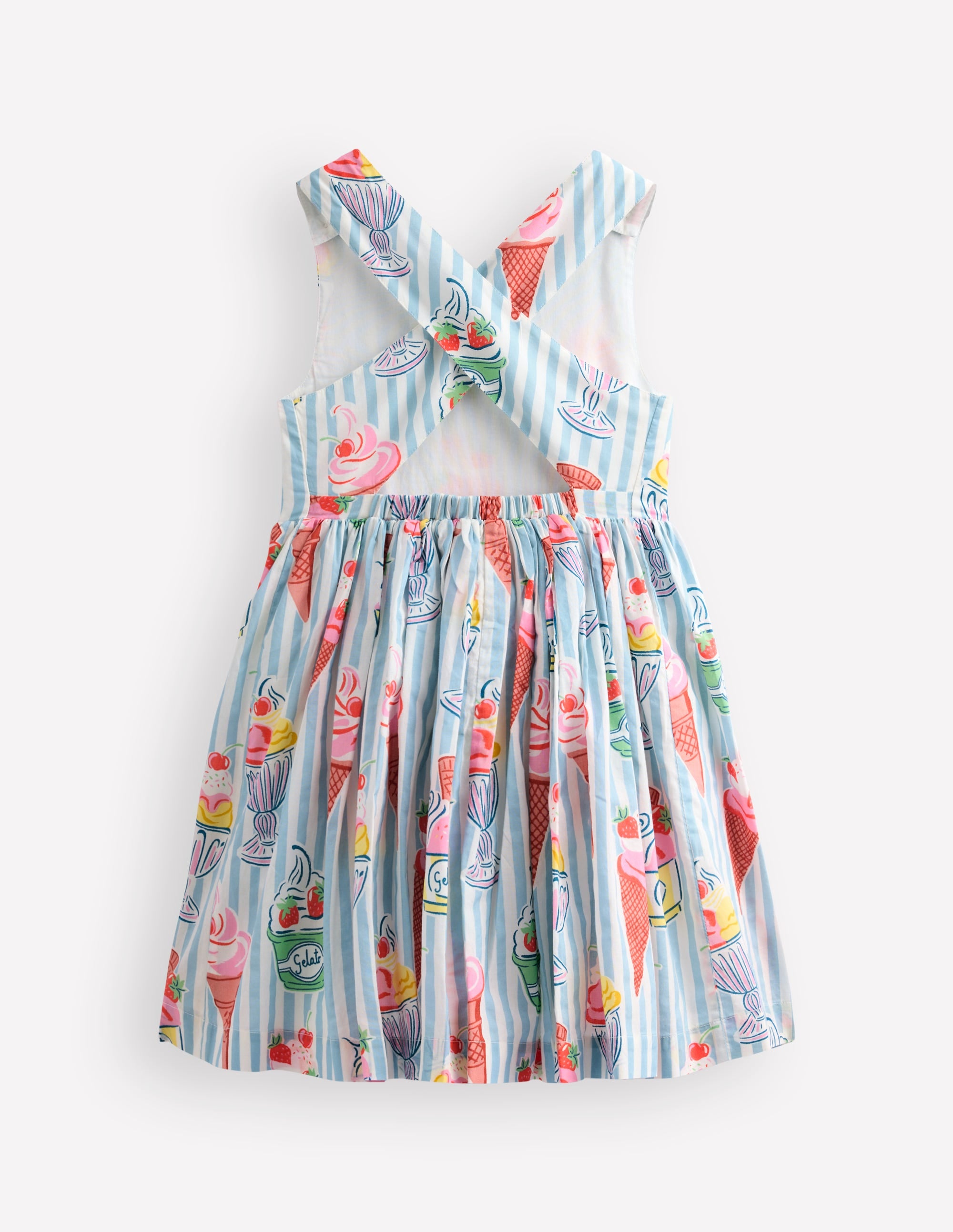 Robe Harper croisée dans le dos-Rayé glace bleu vintage - Image 3