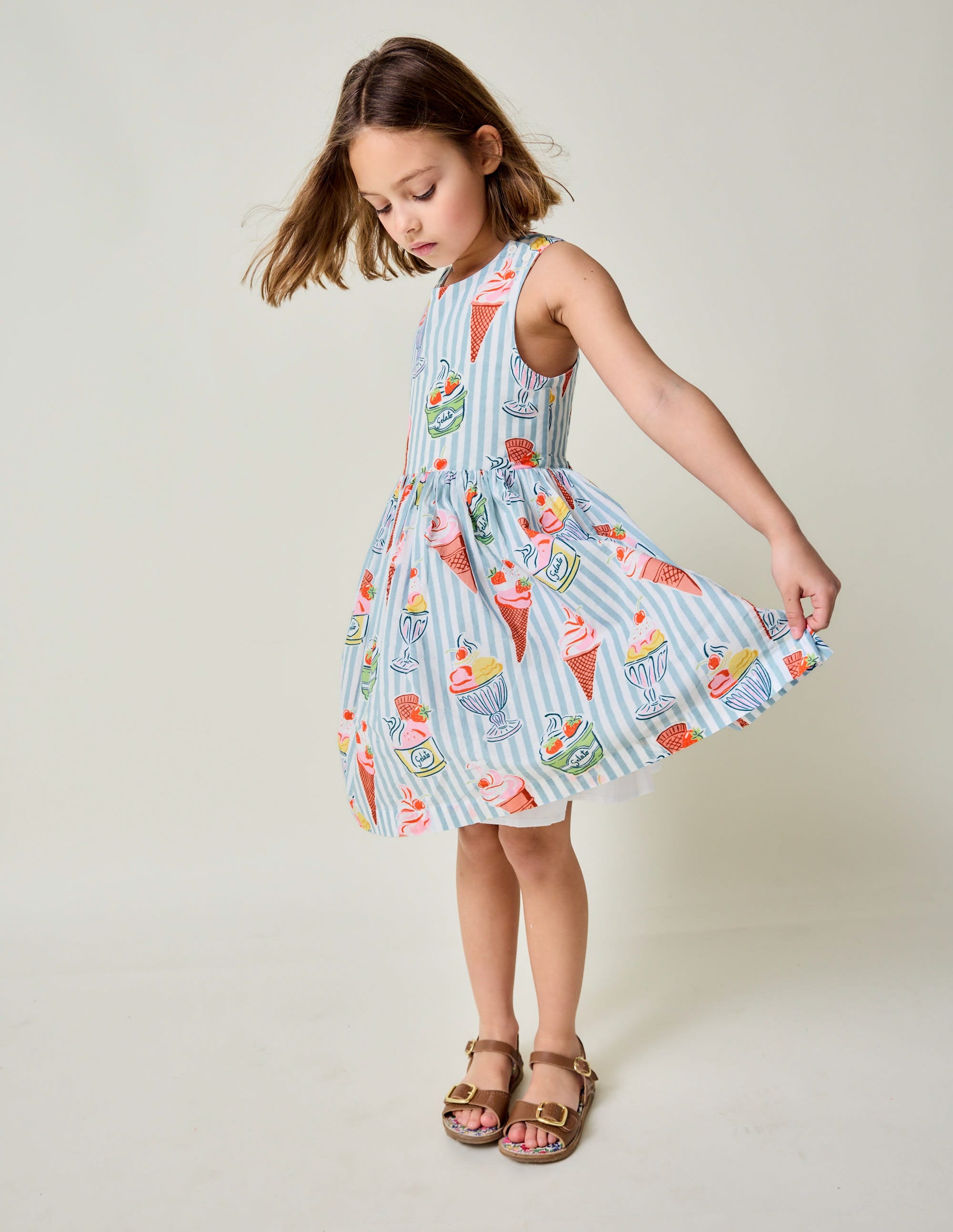 Robe Harper croisée dans le dos-Rayé glace bleu vintage - Image 1